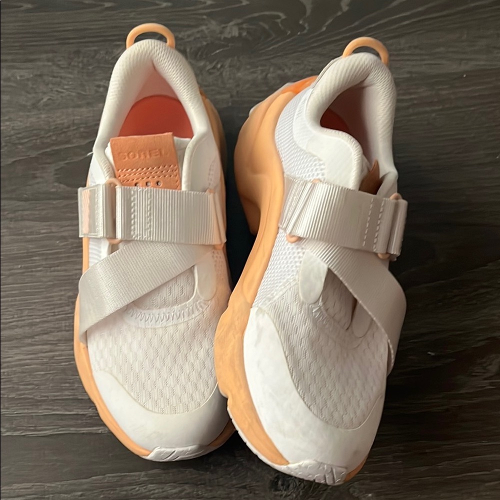 White & Peach Women's Athletic Slip-On Sneakers